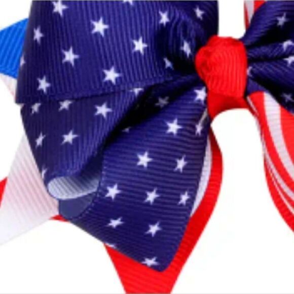 New 3/$20 Girls patrotic flag hair bow - Picture 3 of 6